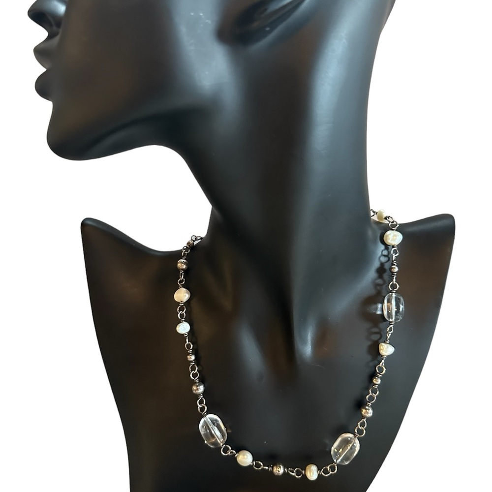 Retired Silpada Pearl & Crystal Quartz Sterling Silver Necklace